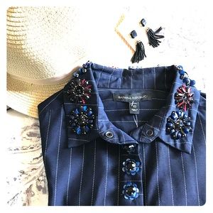 BananaRepublic navy blue stripe dress 👗